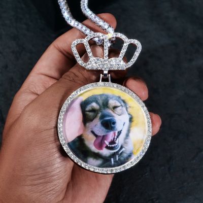 2.48" Iced Custom Crown Photo Pendant