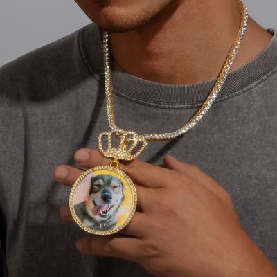 2.48" Iced Custom Crown Photo Pendant