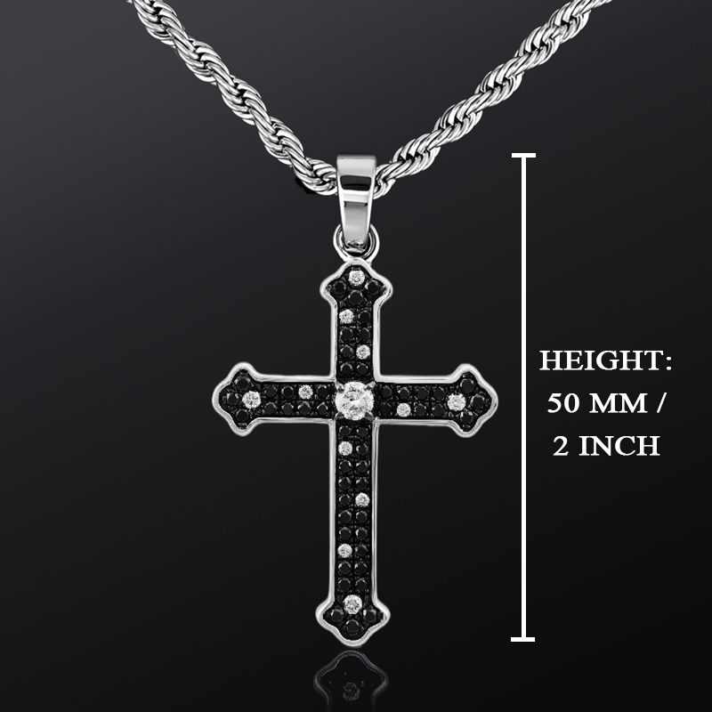 Iced Out Black & White Cross Pendant