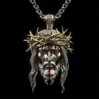 Crown of Thorns Jesus Bleeding Head Pendant