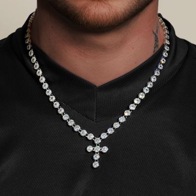 Iced Out Cross Tennis Necklace