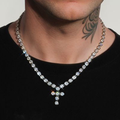 Iced Out Cross Tennis Necklace