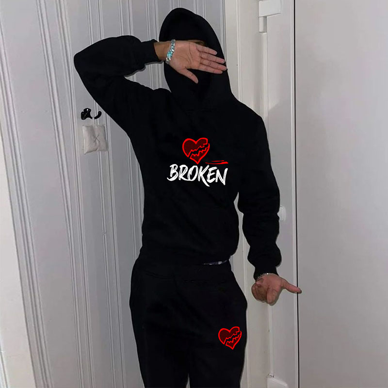 Broken Printed Hoodie Set