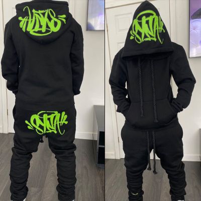 Hip Hop Letter Print Hoodie Set