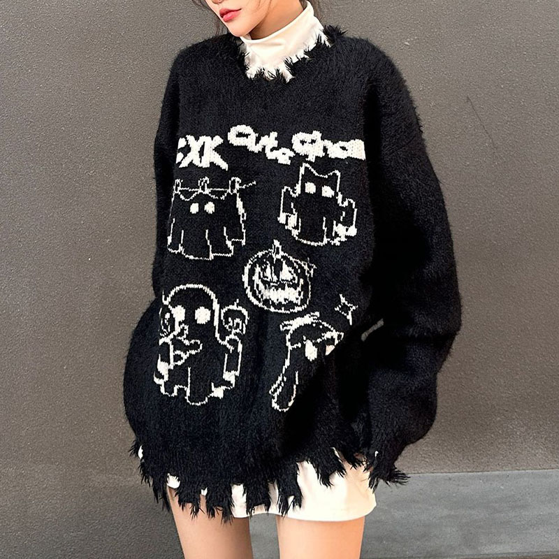 Halloween Jacquard V-Neck Sweater