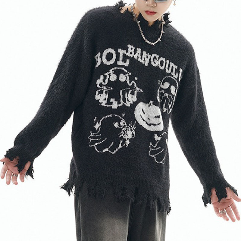 Halloween Jacquard V-Neck Sweater