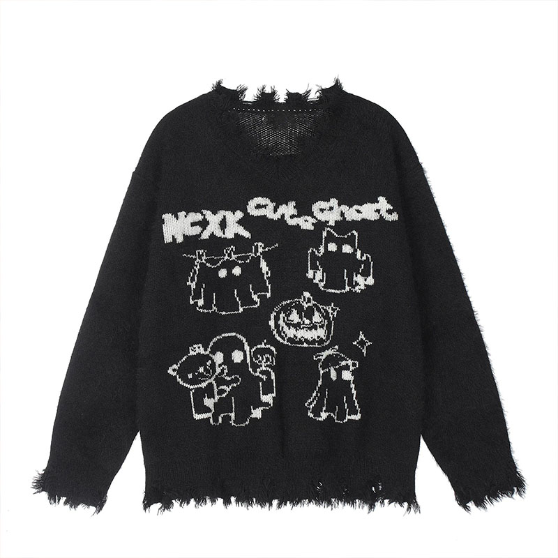 Halloween Jacquard V-Neck Sweater