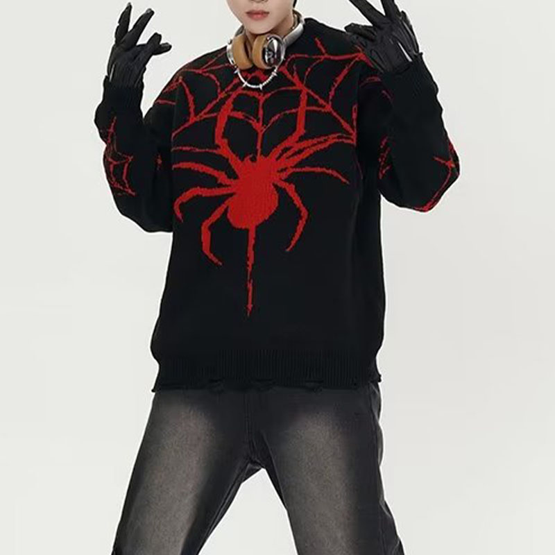 Gothic Spider Pattern Sweater