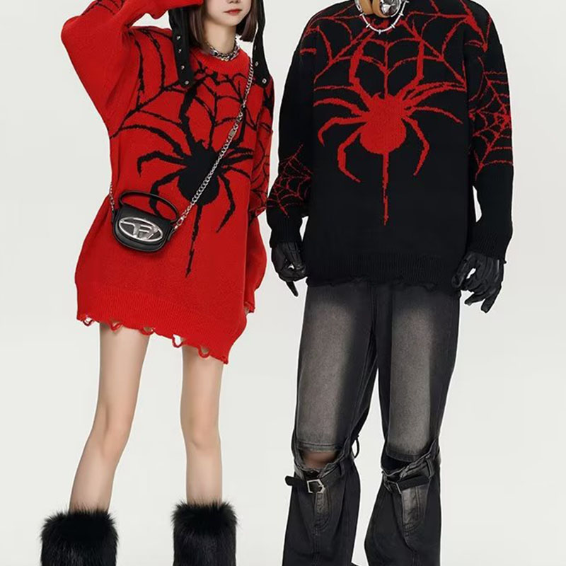 Gothic Spider Pattern Sweater