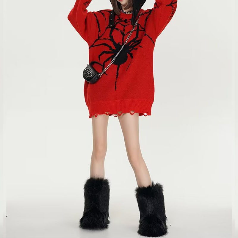 Gothic Spider Pattern Sweater