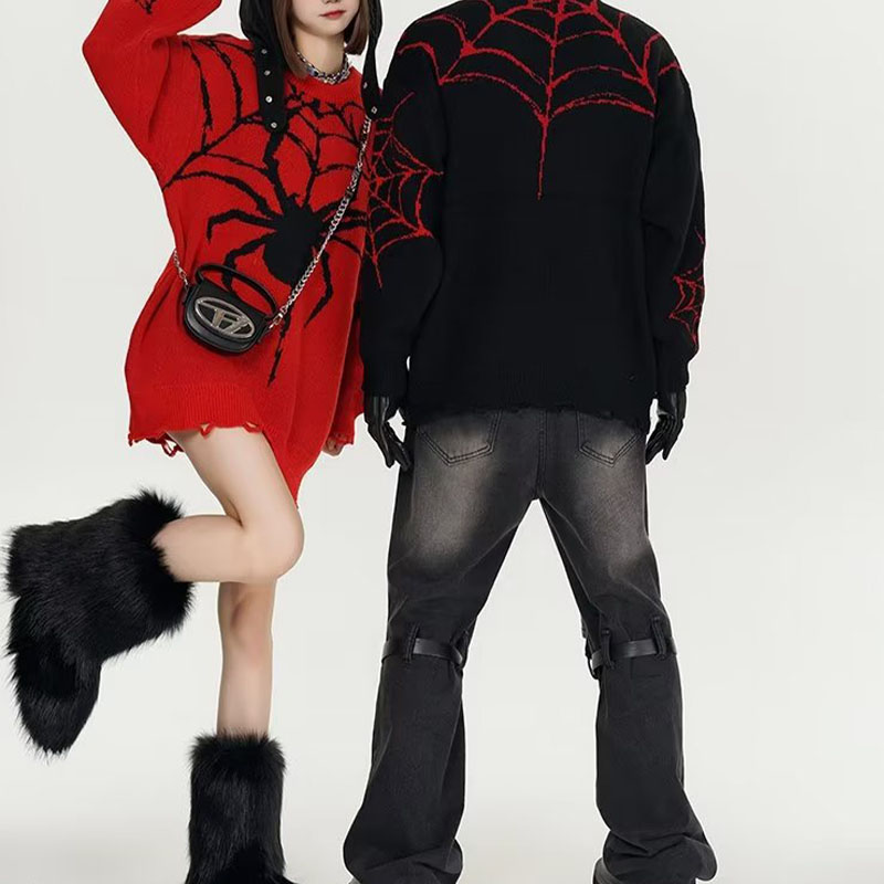 Gothic Spider Pattern Sweater