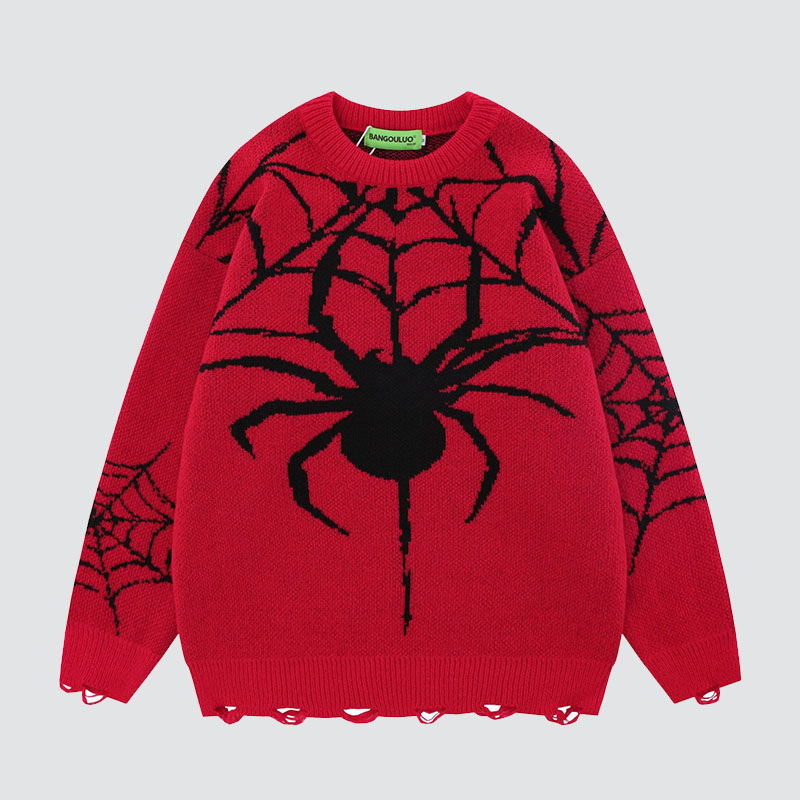 Gothic Spider Pattern Sweater