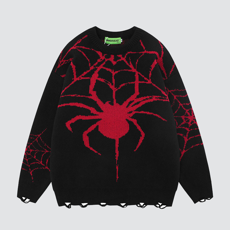 Gothic Spider Pattern Sweater