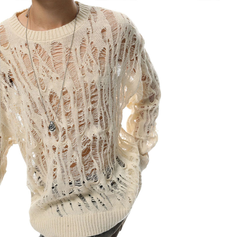 Unisex See-Through Cutout Raglan Sweater