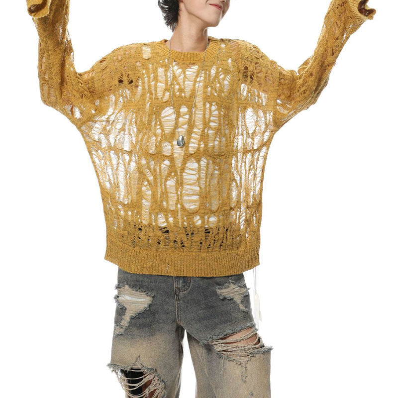 Unisex See-Through Cutout Raglan Sweater