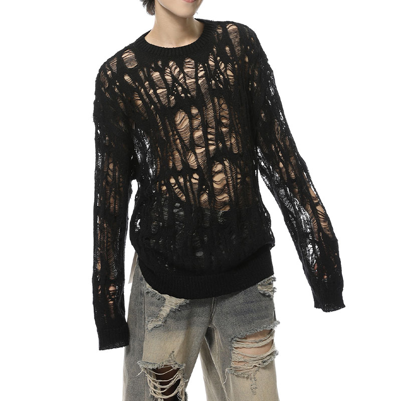 Unisex See-Through Cutout Raglan Sweater