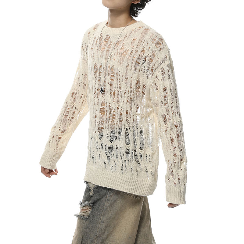 Unisex See-Through Cutout Raglan Sweater