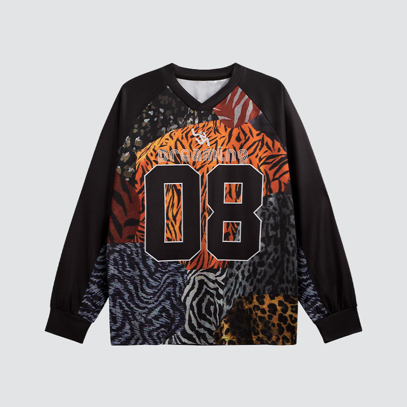 Tiger Stripe Digital Print Long Sleeve Athletic T-Shirt