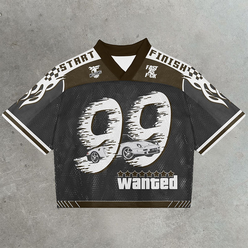 Hip Hop Digital Print V-Neck Jersey