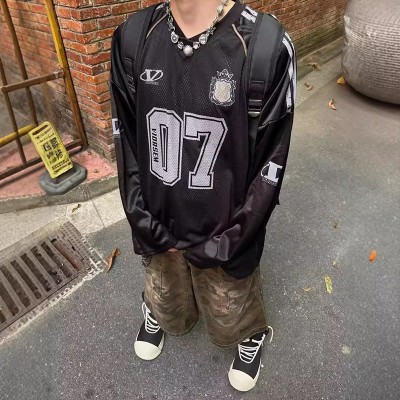 Hip Hop Spliced Mesh Digital Jersey