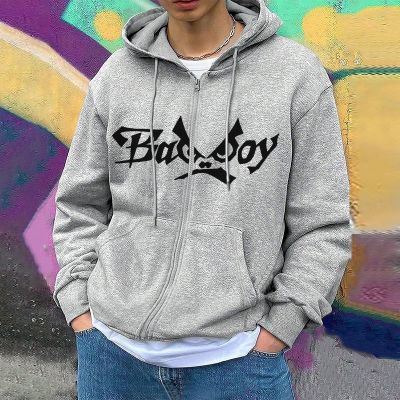 Bad Boy Print Zip Hoodie