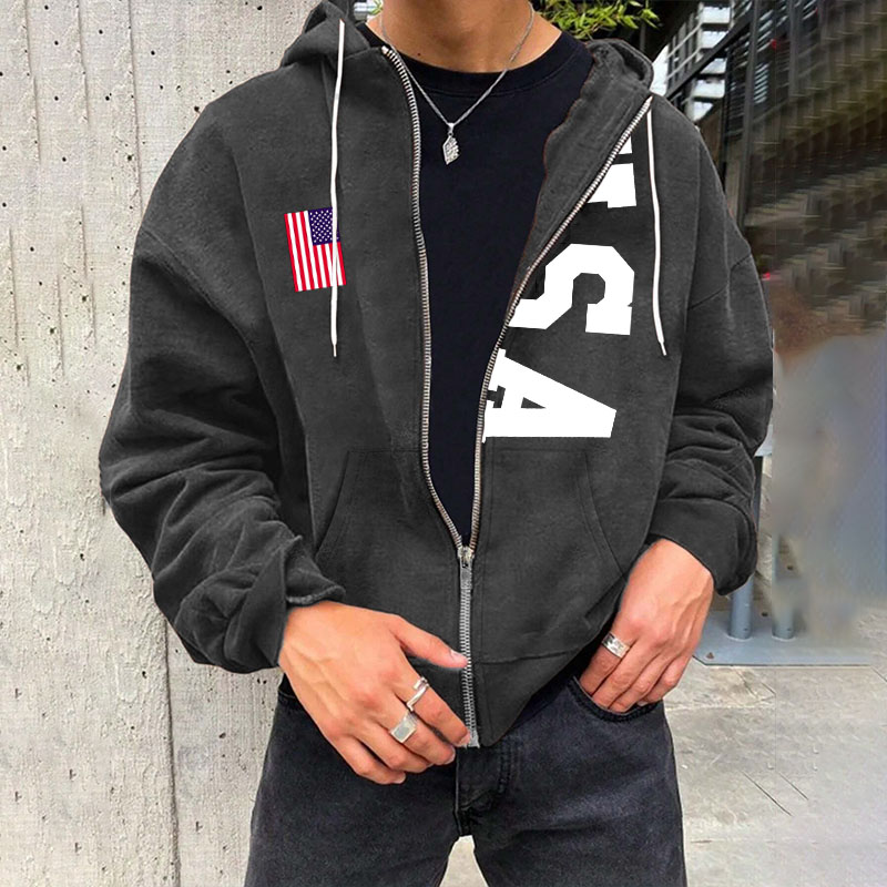 USA Printed Zipper Hoodie