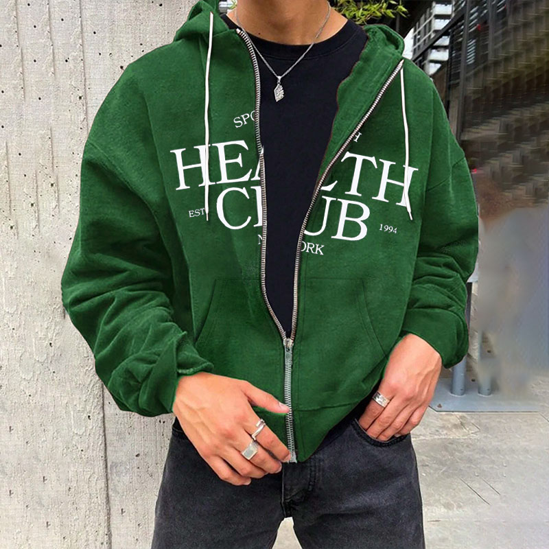 Health Club Printed Zip Hoodie