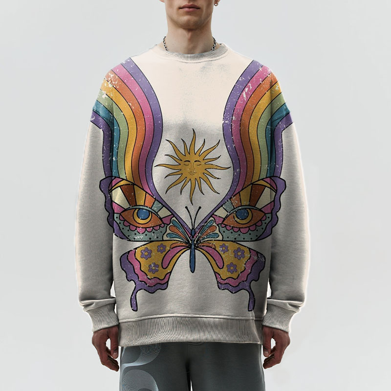 Unisex Butterfly Graffiti Crew Neck Sweatshirt