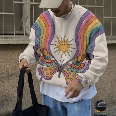 Unisex Butterfly Graffiti Crew Neck Sweatshirt