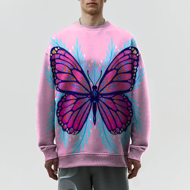 Unisex Butterfly Graffiti Crew Neck Sweatshirt