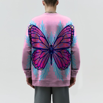 Unisex Butterfly Graffiti Crew Neck Sweatshirt