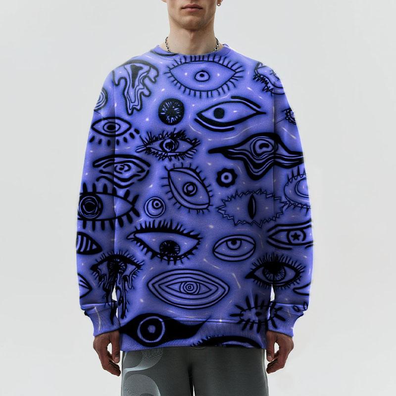 Unisex Eye Graffiti Crew Neck Sweatshirt