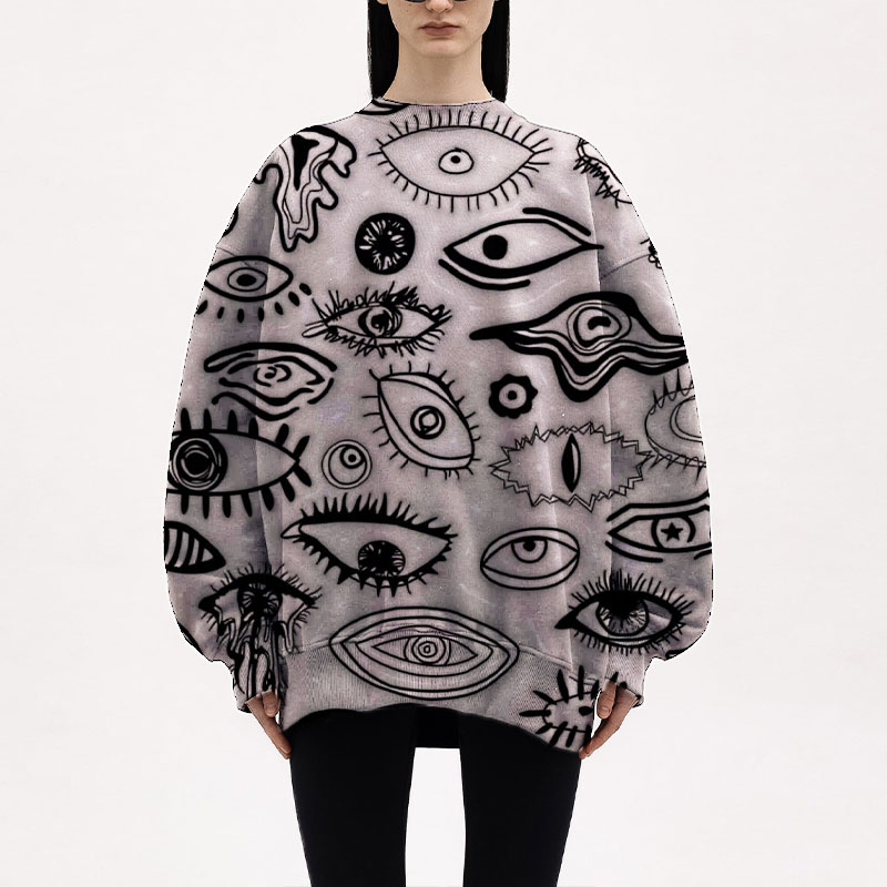 Unisex Eye Graffiti Crew Neck Sweatshirt