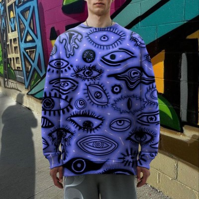 Unisex Eye Graffiti Crew Neck Sweatshirt