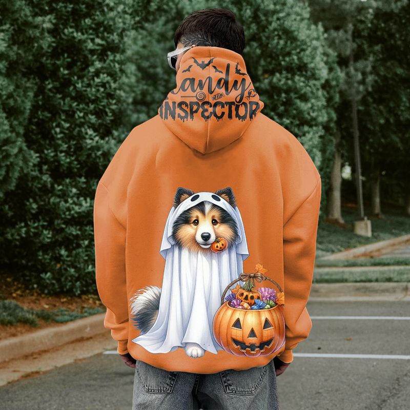 Unisex Halloween Trick-or-Treat Dog Print Hoodie