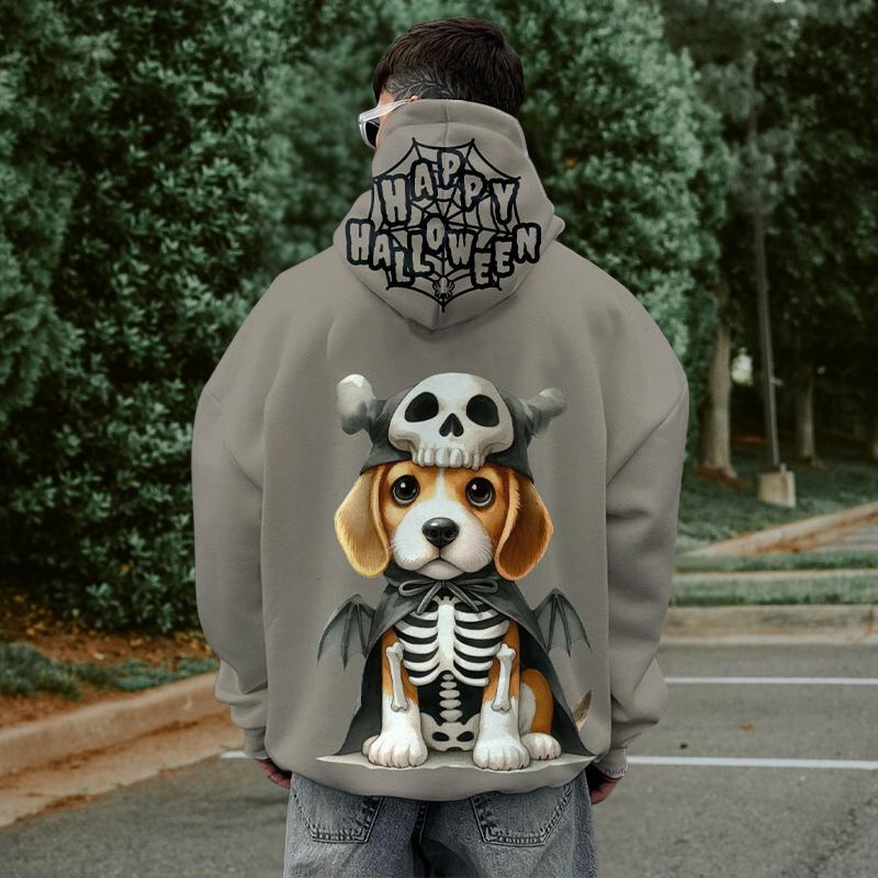 Unisex Halloween Trick-or-Treat Dog Print Hoodie