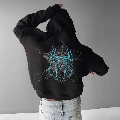 Unisex Spider Skull Print Hoodie