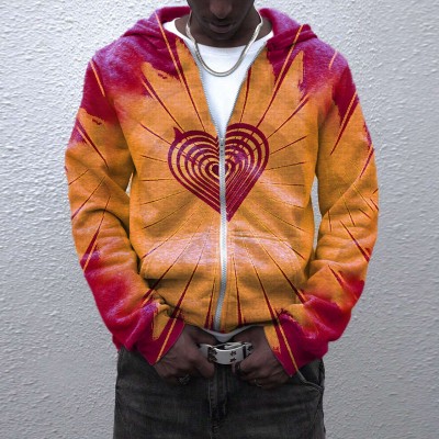 Love Tie-Dye Graffiti Zipper Hoodie