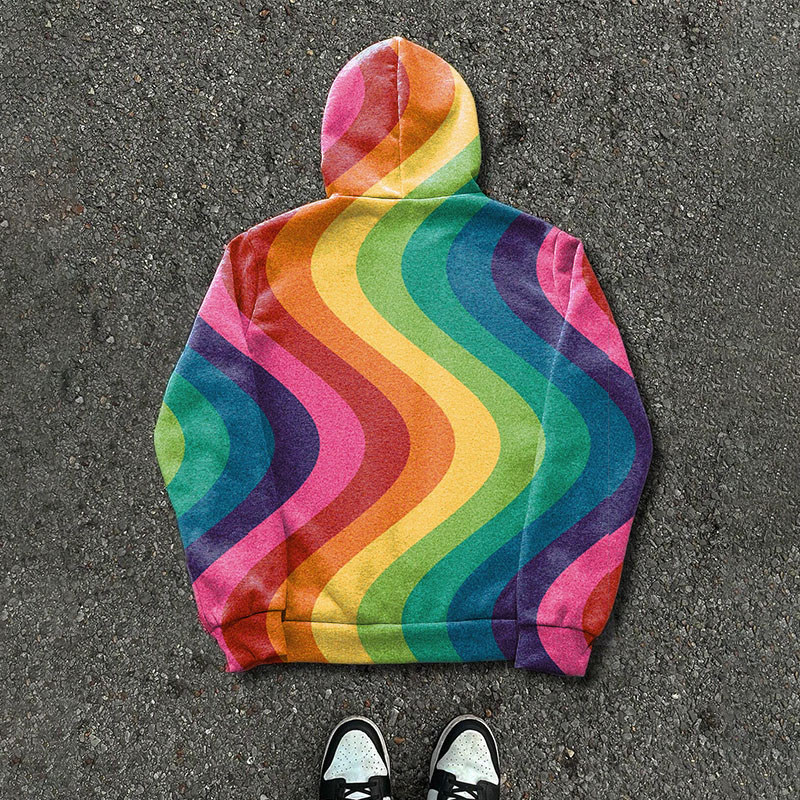 Rainbow Wave Zipper Hoodie