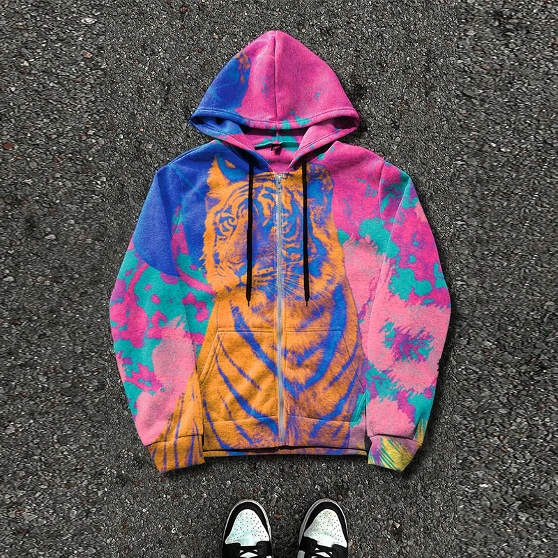 Colorful Tiger Zipper Hoodie