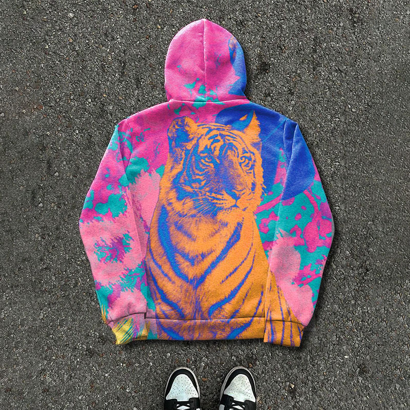 Colorful Tiger Zipper Hoodie