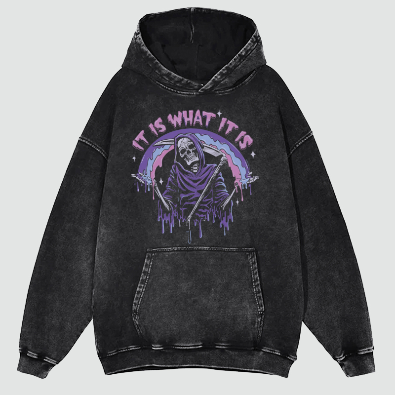 Unisex It Is What It Is Printed Washed Hoodie