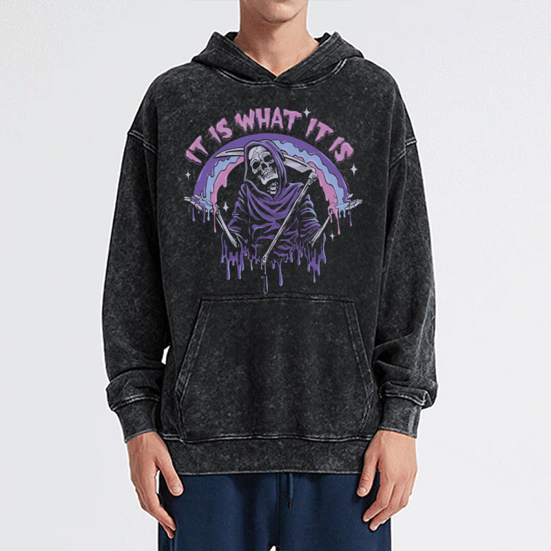 Unisex It Is What It Is Printed Washed Hoodie