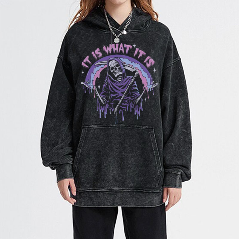 Unisex It Is What It Is Printed Washed Hoodie