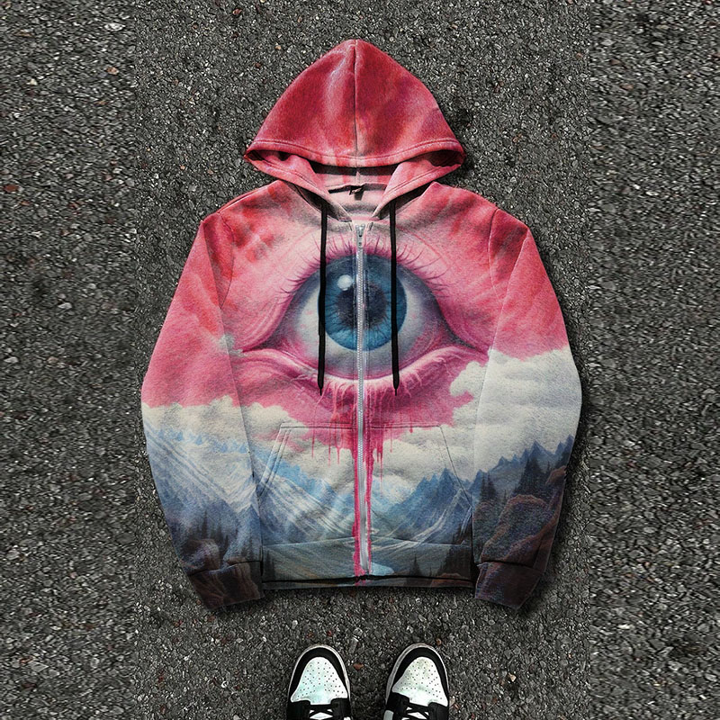 Unisex Art Graffiti Zipper Hoodie