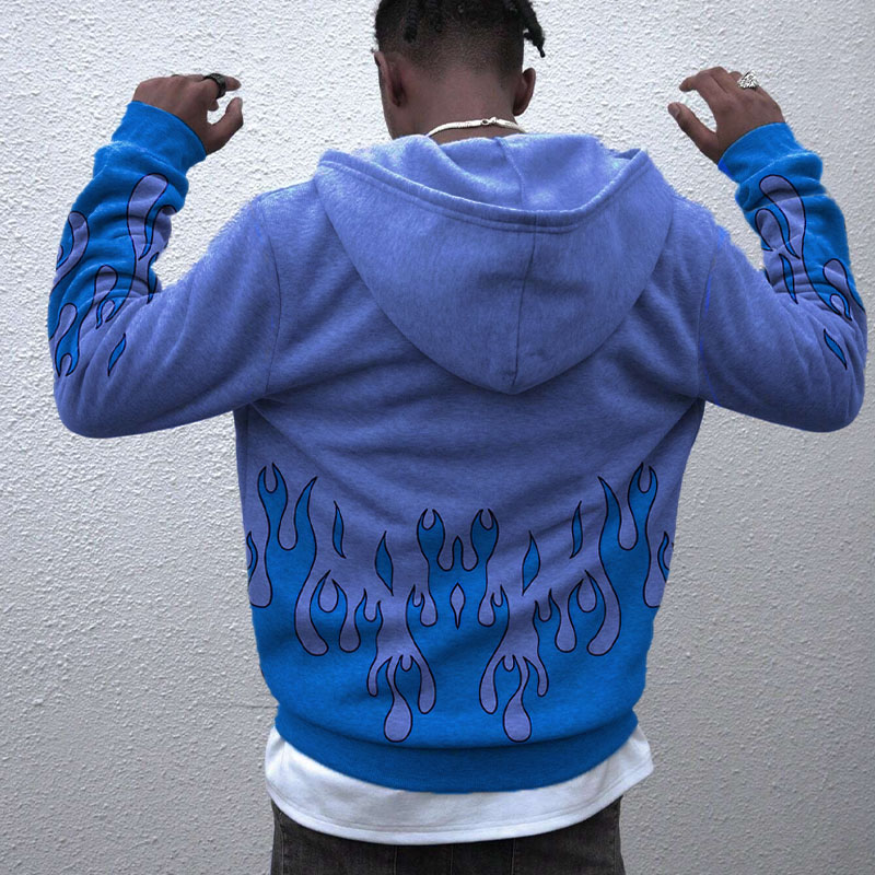 Unisex Flame Graffiti Zip Hoodie