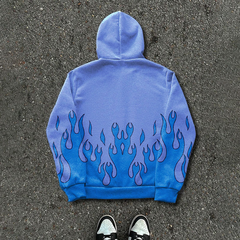 Unisex Flame Graffiti Zip Hoodie