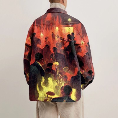 Shirt Jacket with Artistic Painting Elements