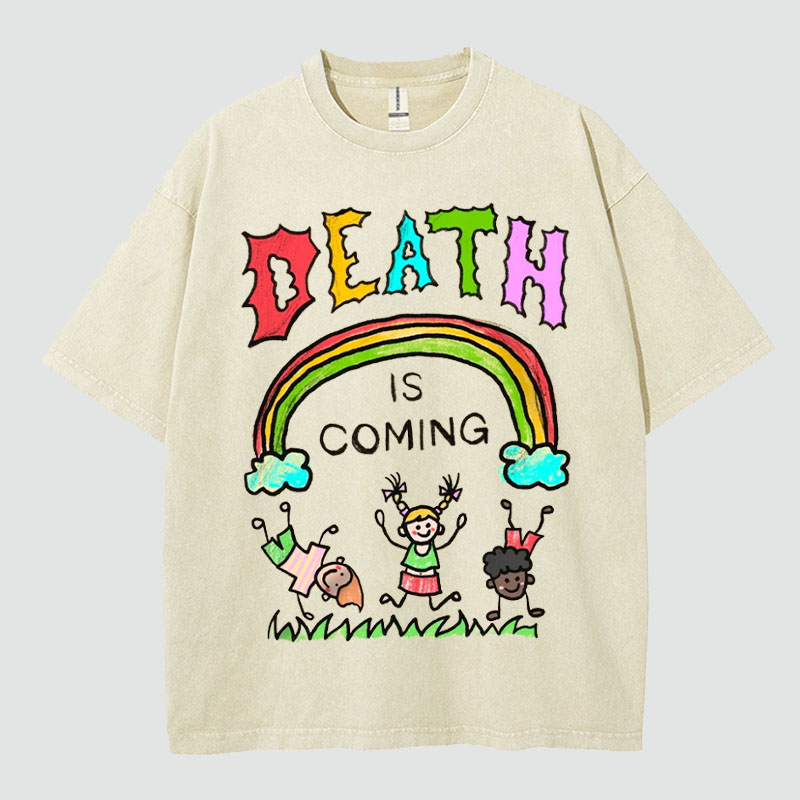 Unisex Death Is Coming Washed T-Shirt