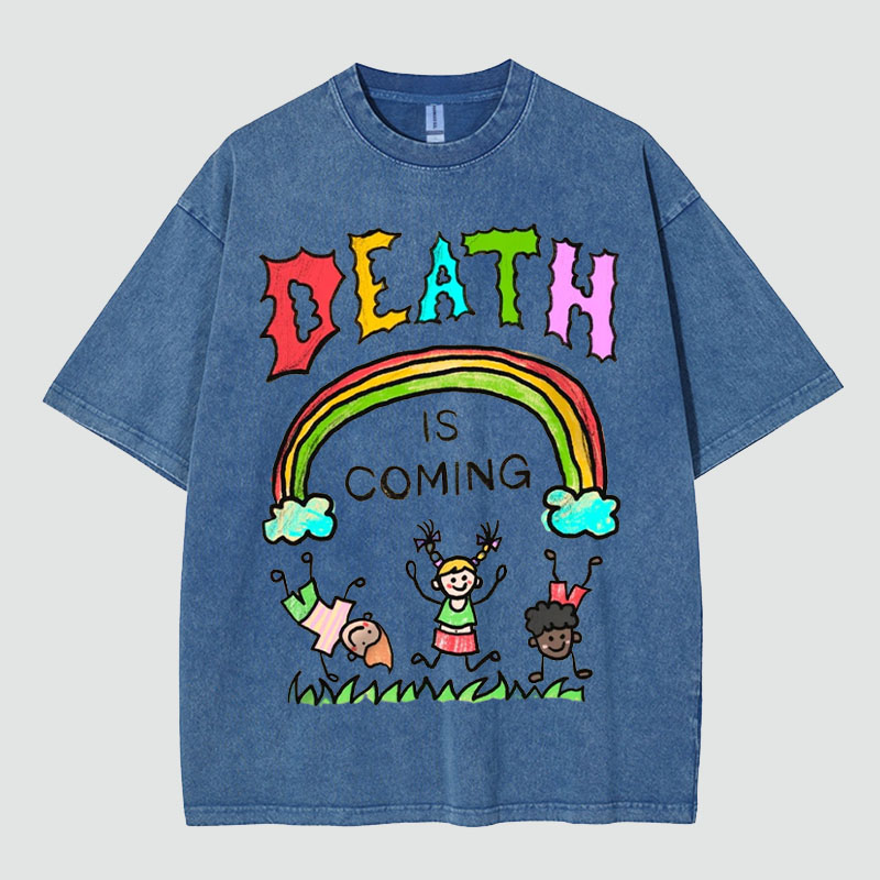 Unisex Death Is Coming Washed T-Shirt